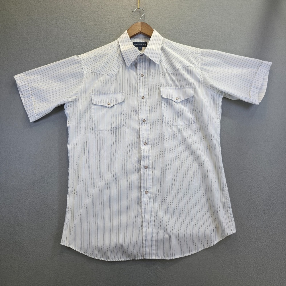 Panhandle Slim Women's Blue Stripe Short Sleeve Pearl Snap Western Shirt Size 16
